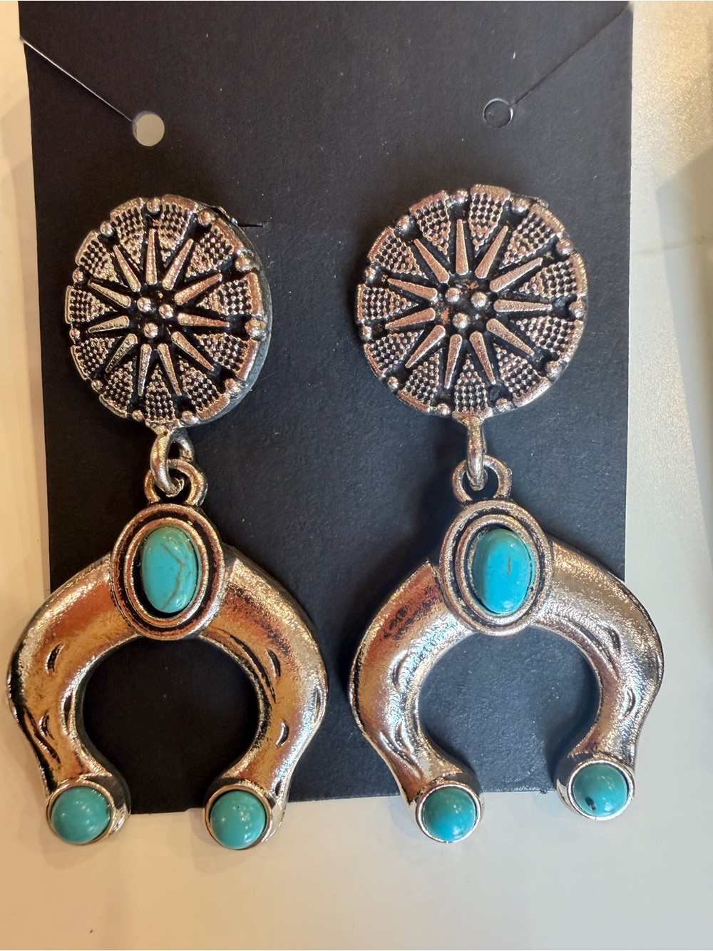 Turquoise Western Statement Earrings - Picture 6 of 6
